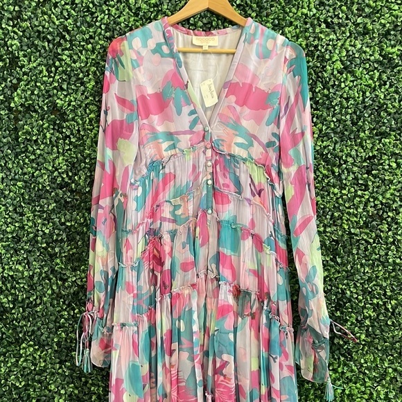 NWT ROCOCO SAND Floral-Print Chiffon High-Low Maxi Dress - Picture 8 of 13